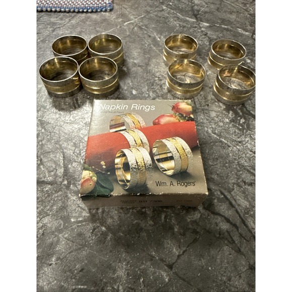 Wm A Rogers Other - Wm A Rogers 12 Napkin Rings Round‎ Silverplate Polished Brass Vintage Hong Kong